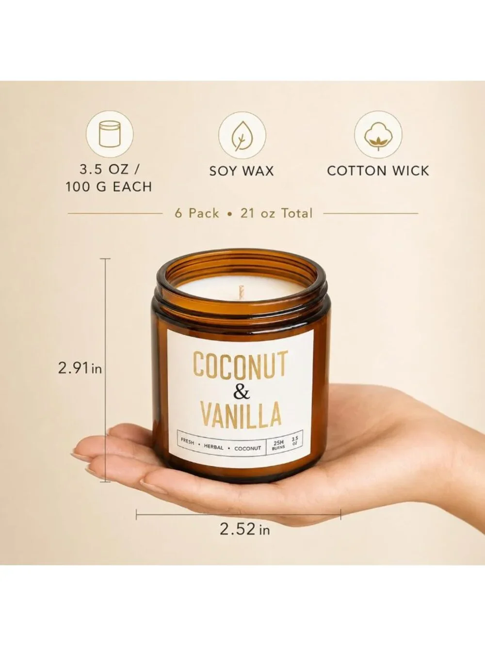 6-Pack Scented Soy Wax Candles Gift Set - Aromatherapy for Home, Living Room